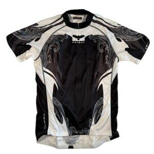 PRIMAL Short Sleeve 3/4 Zip Cycling Jersey Shirt Black Gray Large